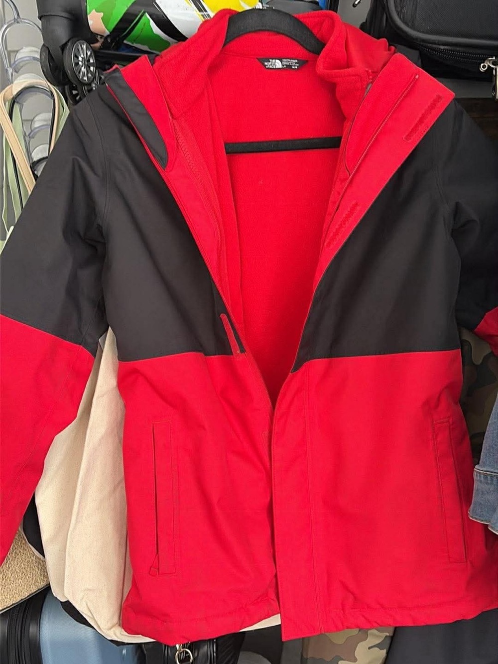 The North Face Kids' Red & Black Insulated Hooded Jacket youth size 14/16